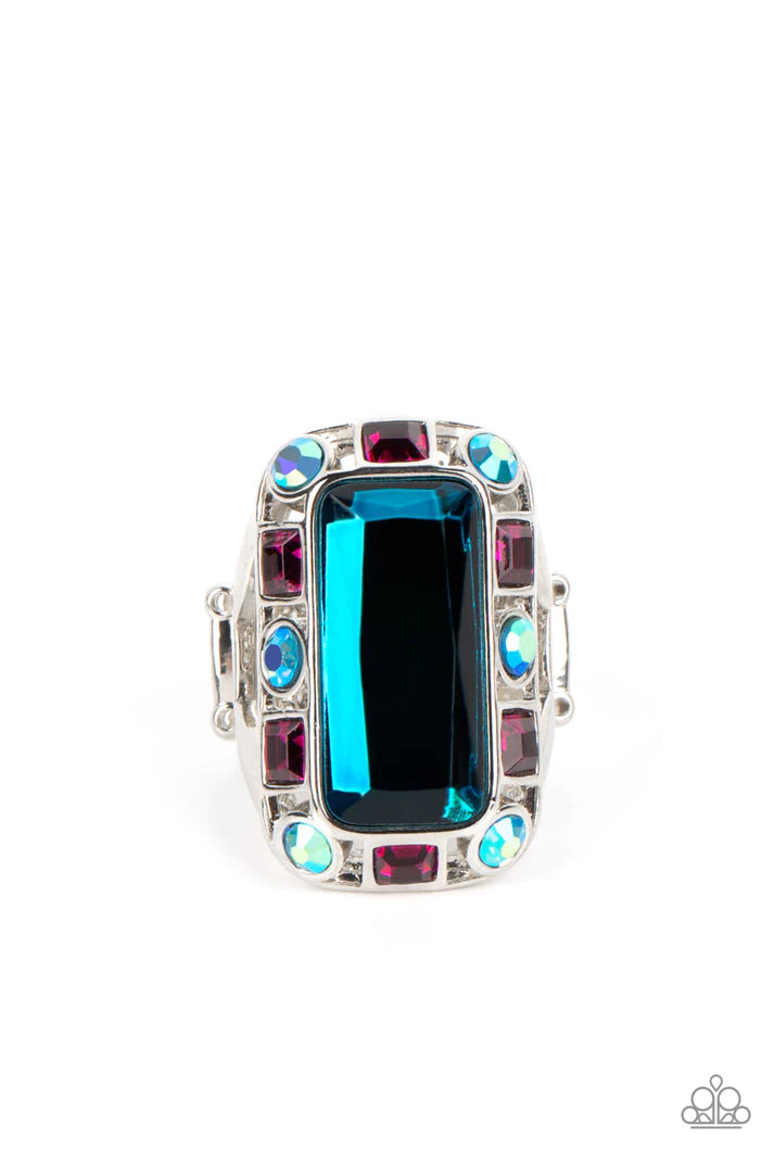 Radiant Rhinestones Blue Ring - Life Of The Party Exclusive December 2022